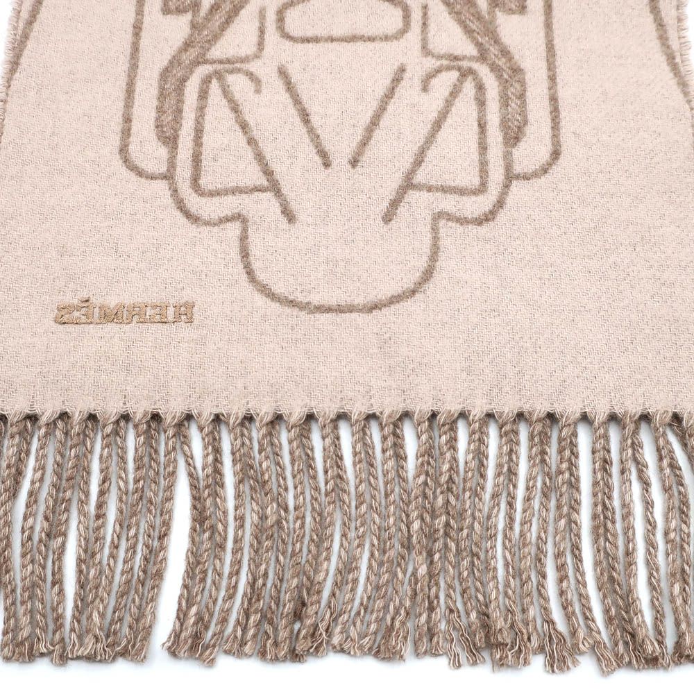 Hermes Cashmere Scarf Tet-a-tet-equestre Taupe Grey Bicolor — view 4