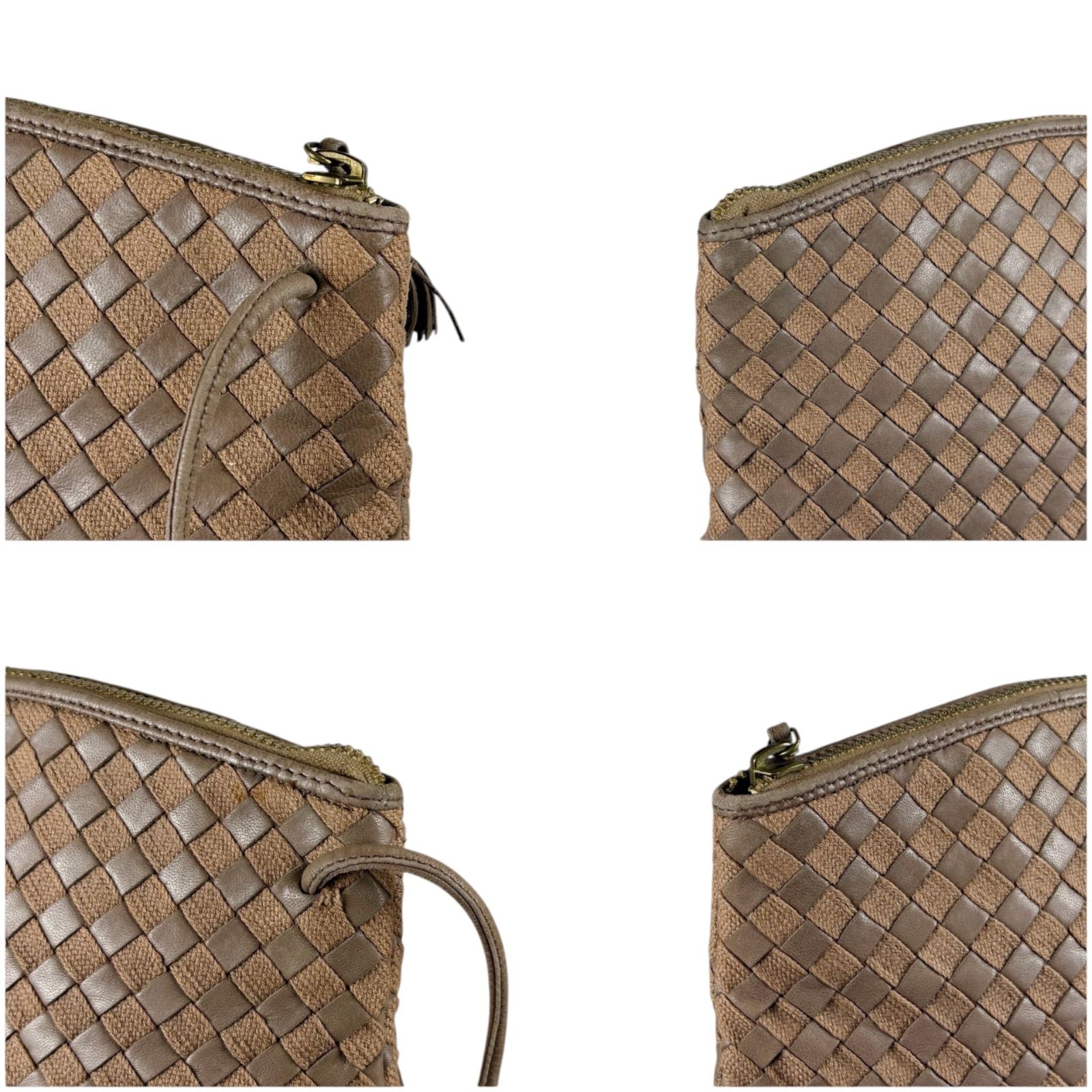 Bottega Veneta Intrecciato Shoulder Bag Pochette Leather Cotton — view 5