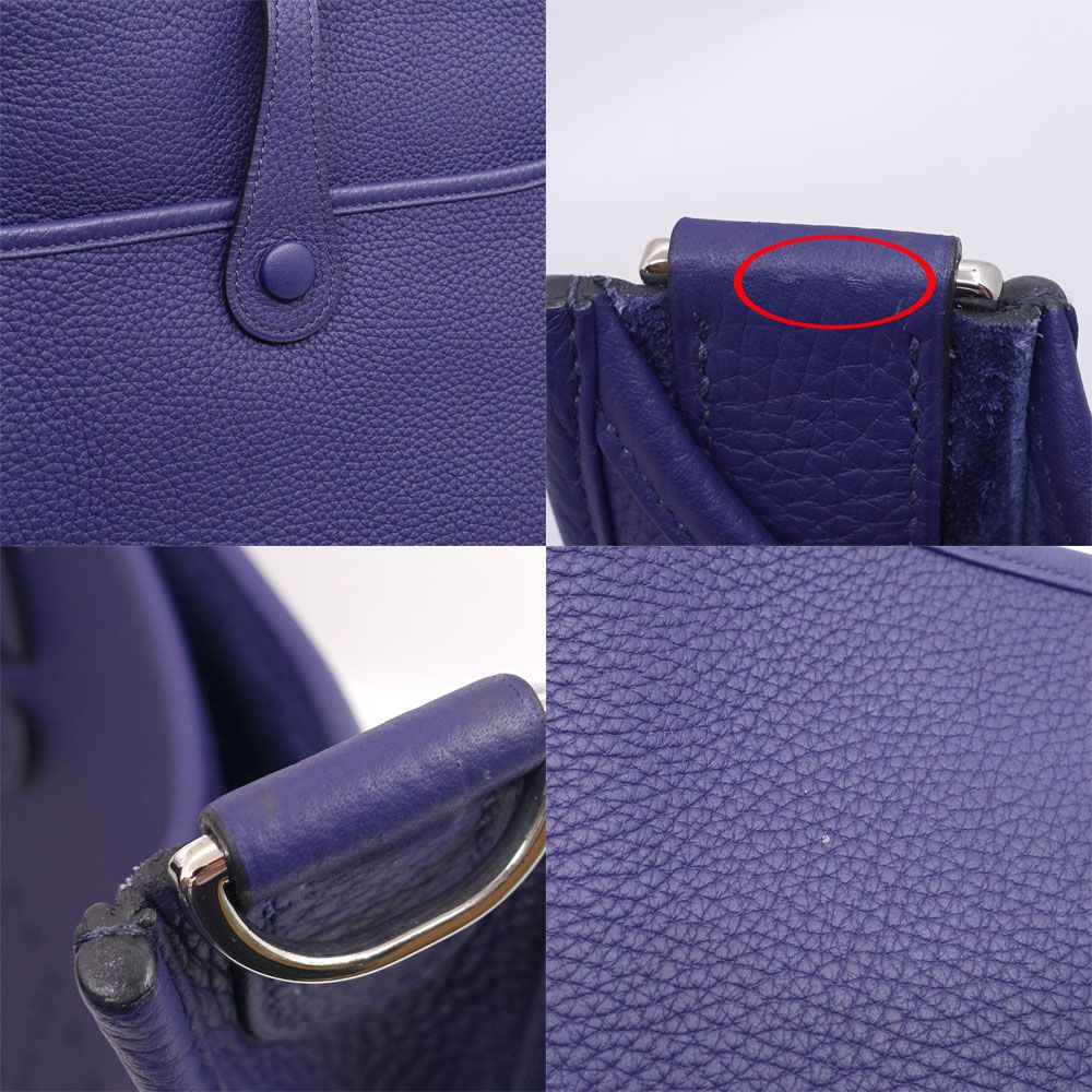 Hermes Evelyne 3 PM Shoulder Bag Taurillon Clemence Blue Silver — view 7