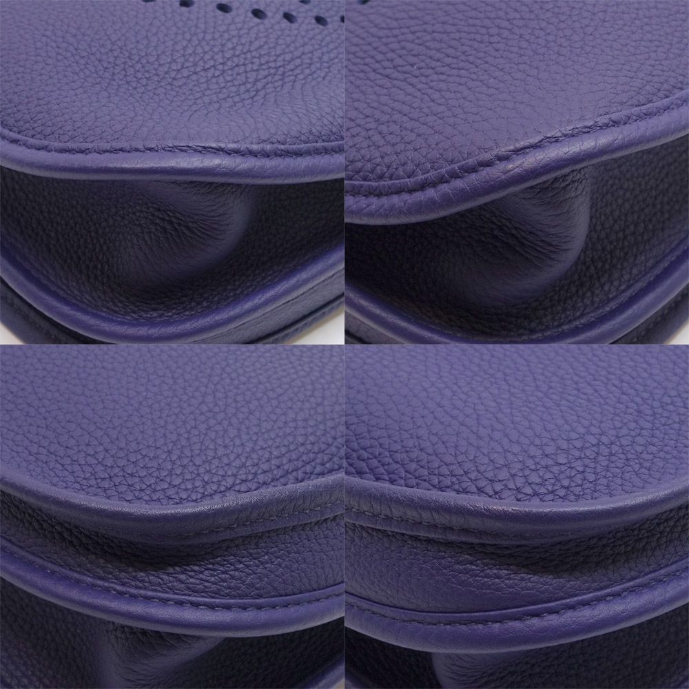 Hermes Evelyne 3 PM Shoulder Bag Taurillon Clemence Blue Silver — view 5