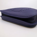 Hermes Evelyne 3 PM Shoulder Bag Taurillon Clemence Blue Silver — view 4