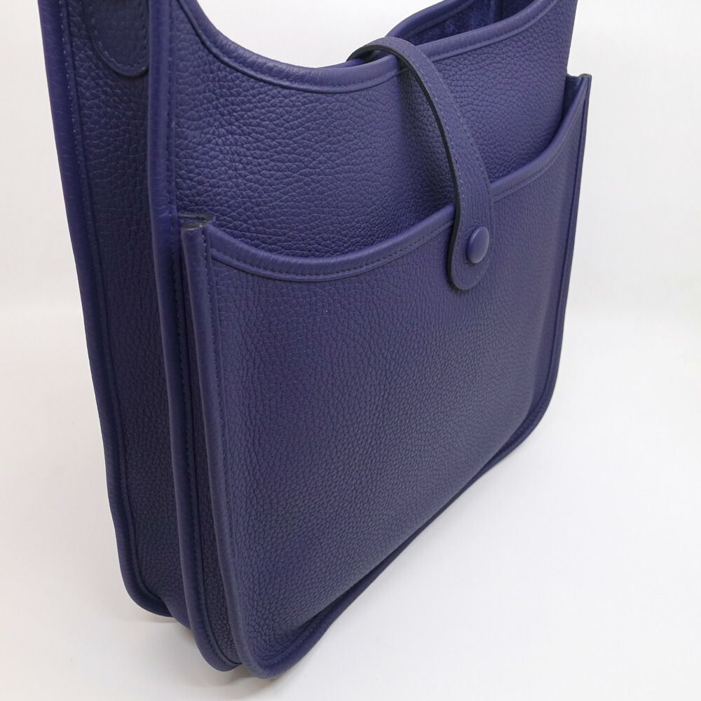 Hermes Evelyne 3 PM Shoulder Bag Taurillon Clemence Blue Silver — view 2