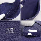 Hermes Evelyne 3 PM Shoulder Bag Taurillon Clemence Blue Silver — view 6