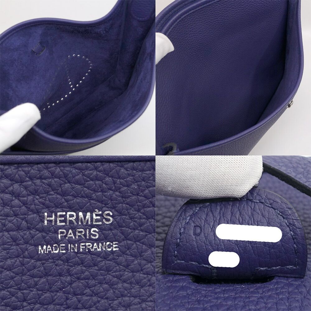 Hermes Evelyne 3 PM Shoulder Bag Taurillon Clemence Blue Silver — view 6