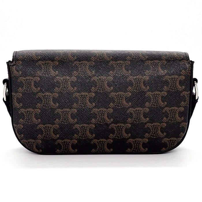 Celine Small Triomphe Cross Black Canvas Calfskin Crossbody — view 2