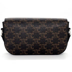 Celine Small Triomphe Cross Black Canvas Calfskin Crossbody — view 2
