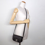 Celine Small Triomphe Cross Black Canvas Calfskin Crossbody — view 9