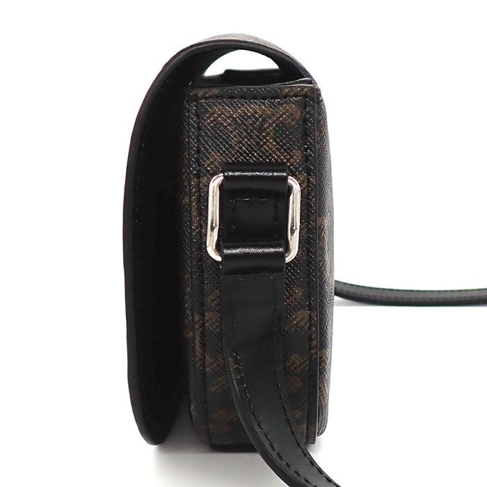 Celine Small Triomphe Cross Black Canvas Calfskin Crossbody — view 4