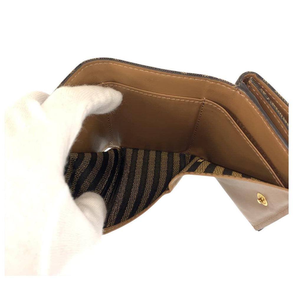Fendi Zucca Baguette Micro Brown Gold Compact Wallet — view 5
