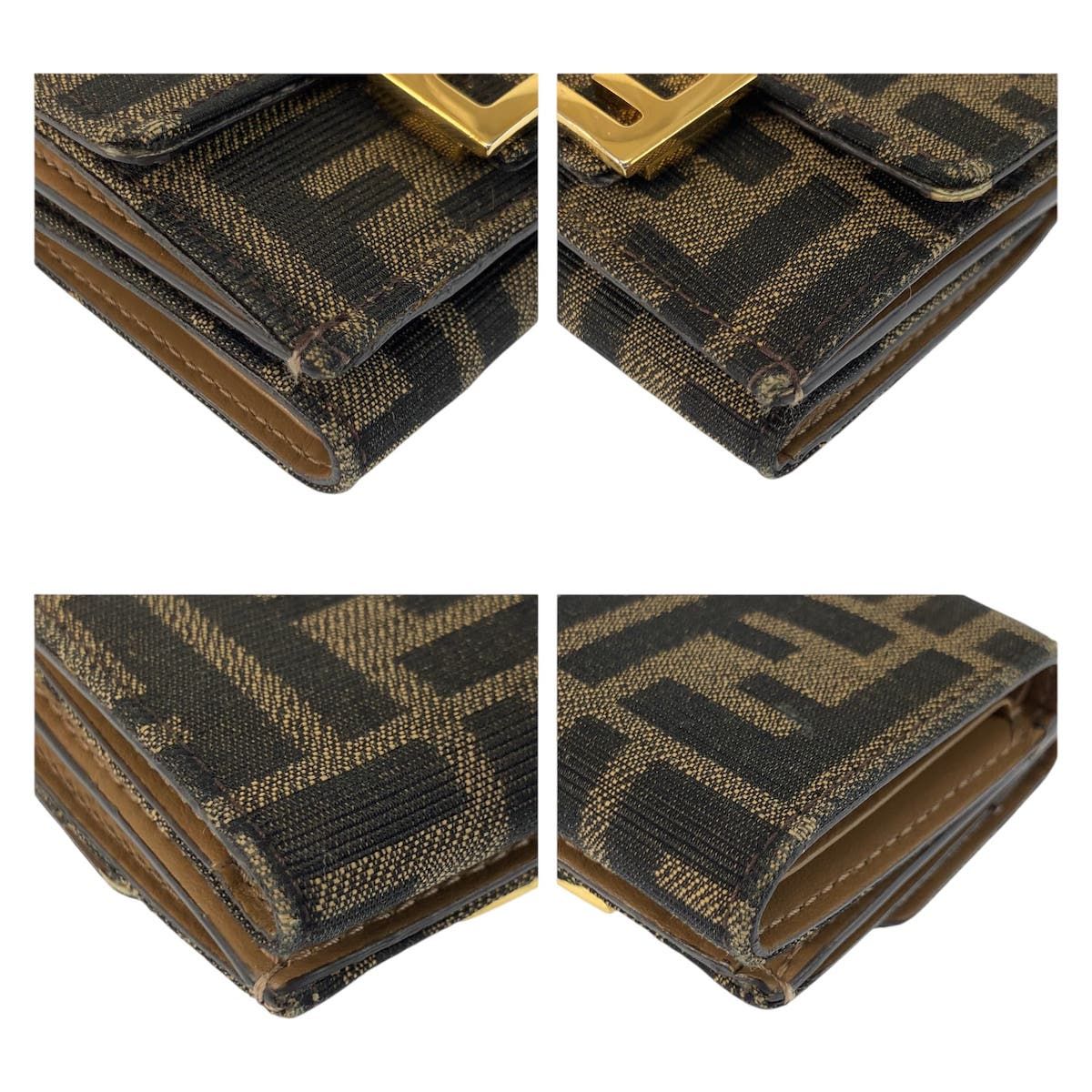 Fendi Zucca Baguette Micro Brown Gold Compact Wallet — view 7