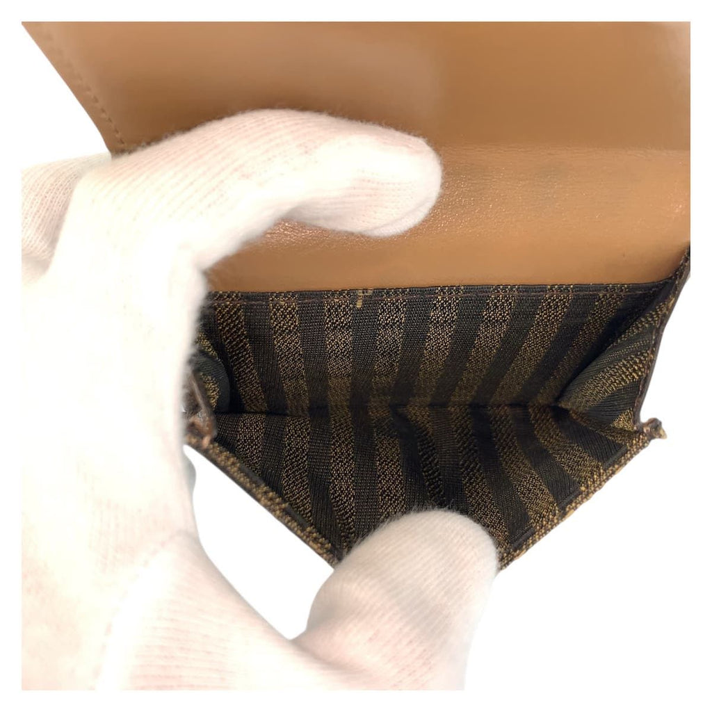 Fendi Zucca Baguette Micro Brown Gold Compact Wallet — view 6