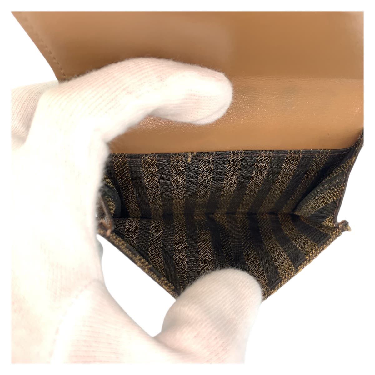 Fendi Zucca Baguette Micro Brown Gold Compact Wallet — view 6