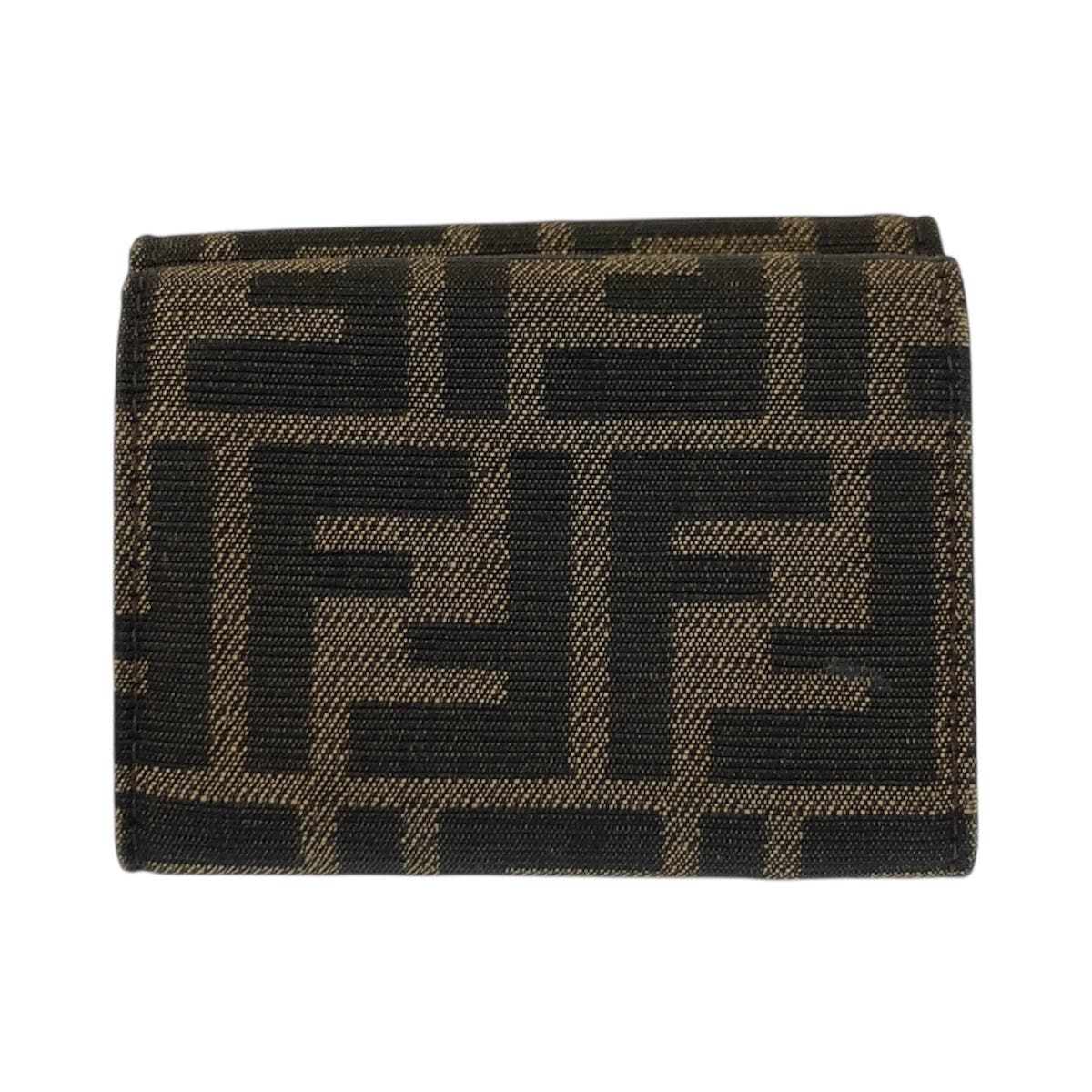 Fendi Zucca Baguette Micro Brown Gold Compact Wallet — view 2