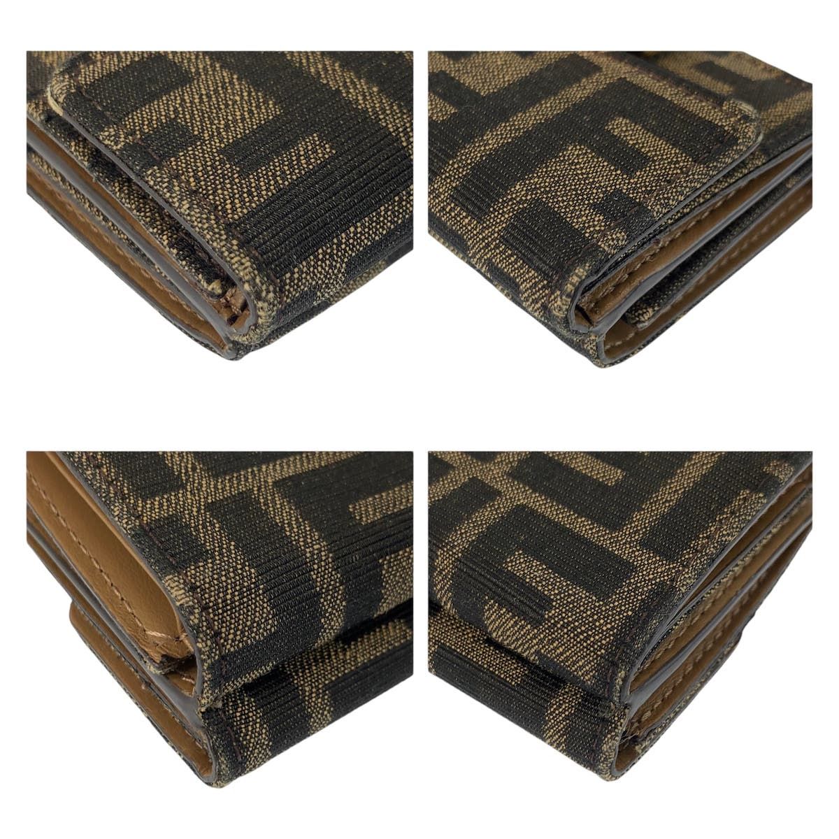 Fendi Zucca Baguette Micro Brown Gold Compact Wallet — view 8