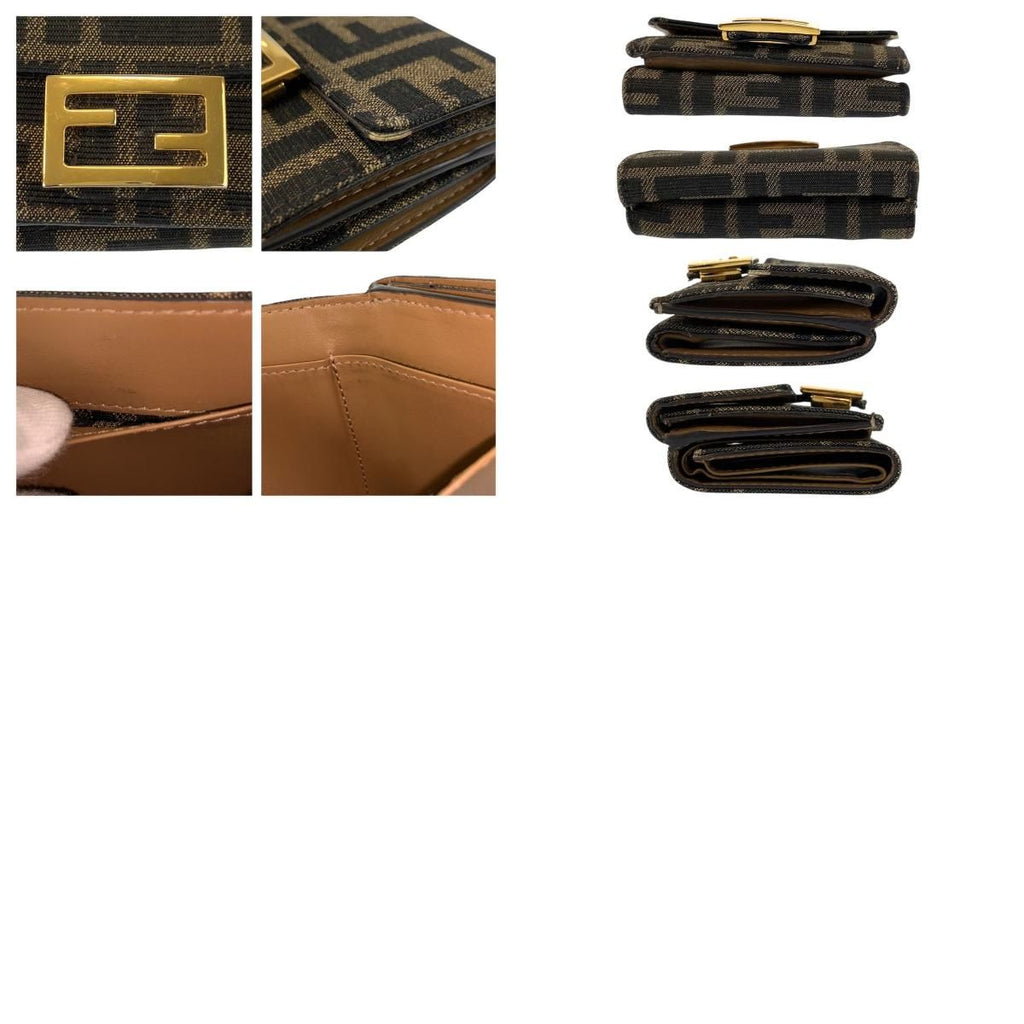 Fendi Zucca Baguette Micro Brown Gold Compact Wallet — view 9