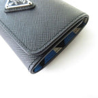 Prada Saffiano Leather Triangle Key Case Key Ring Rows Multicolor Black — view 4