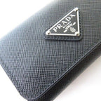 Prada Saffiano Leather Triangle Key Case Key Ring Rows Multicolor Black — view 3