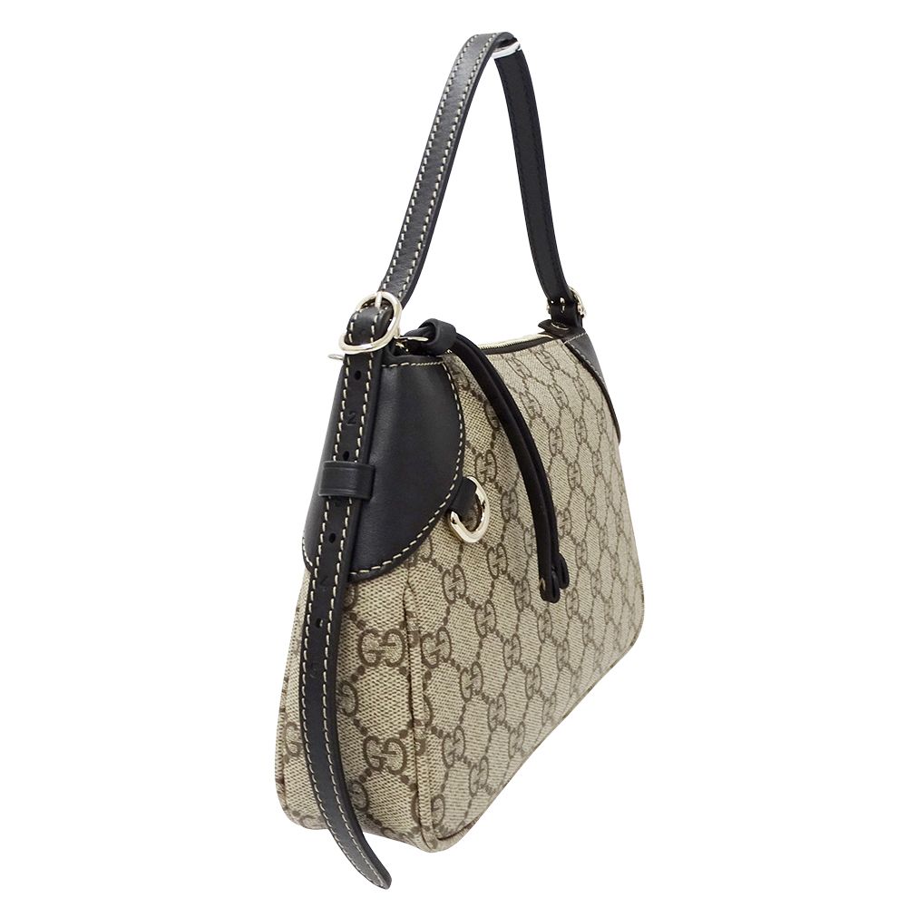Gucci 2-Way Shoulder Bag GG Emblem Beige Black Pouch Small — view 4