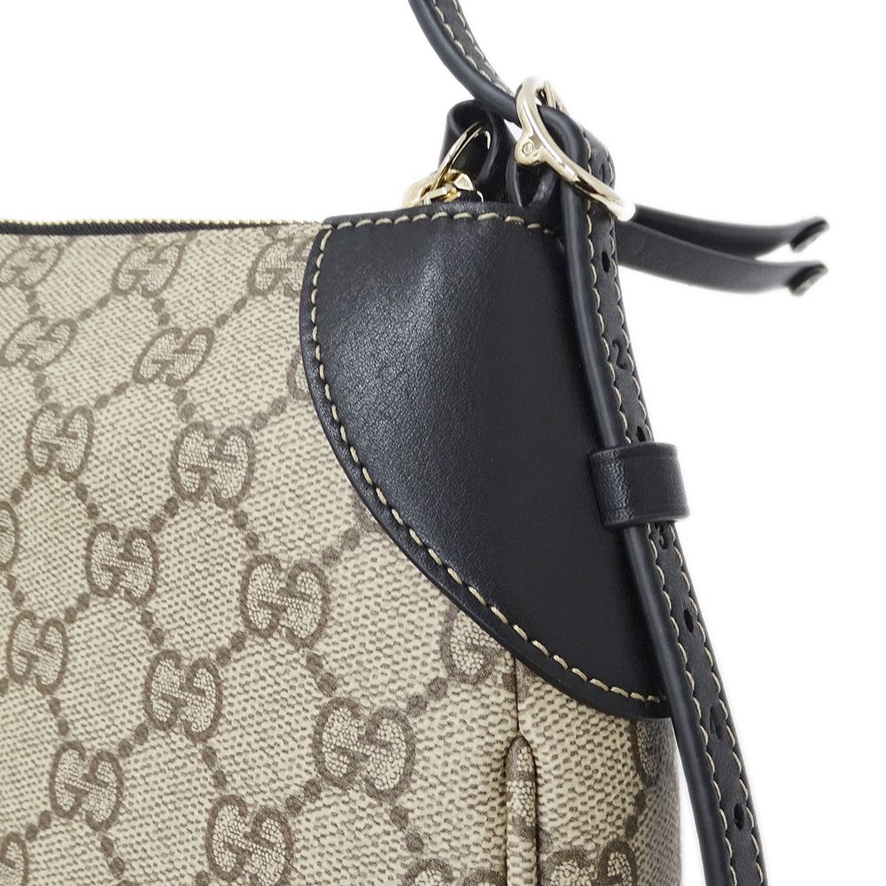 Gucci 2-Way Shoulder Bag GG Emblem Beige Black Pouch Small — view 9