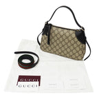 Gucci 2-Way Shoulder Bag GG Emblem Beige Black Pouch Small — view 8