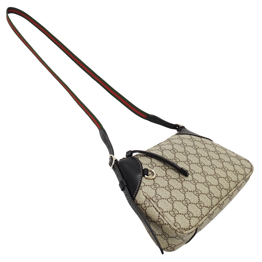 Gucci 2-Way Shoulder Bag GG Emblem Beige Black Pouch Small — view 7