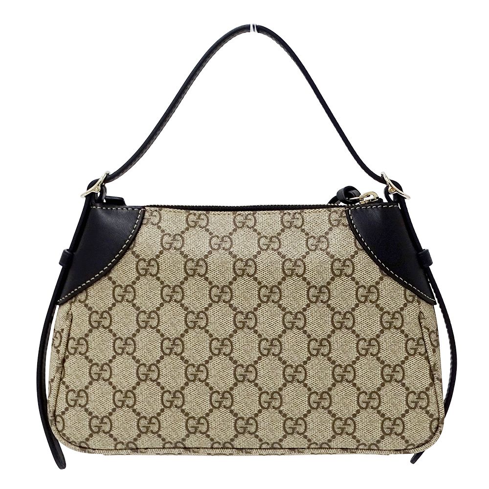 Gucci 2-Way Shoulder Bag GG Emblem Beige Black Pouch Small — view 2