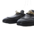 Hermes OZ Kelly Buckle Sandals Low Heel Leather 37.5 Black — view 5