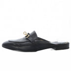Hermes OZ Kelly Buckle Sandals Low Heel Leather 37.5 Black — view 2