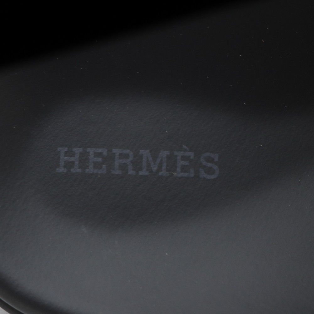 Hermes Gold Mule Mouton Sandals Flat Suede 38 Brown — view 6