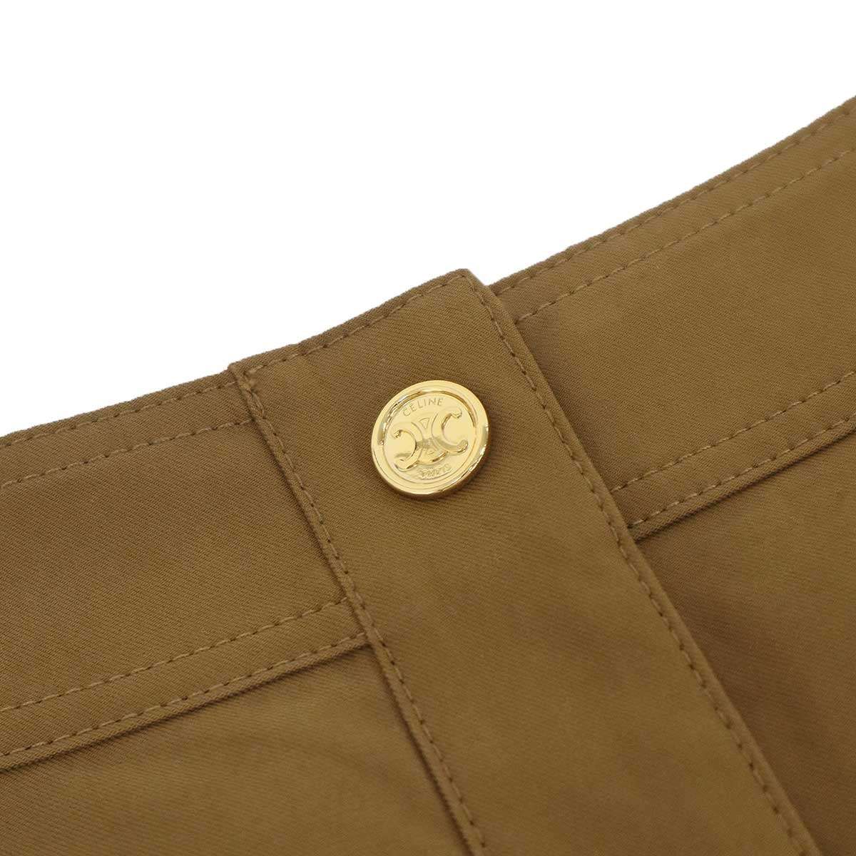 Celine Cotton Twill Short Skirt Brown 34 — view 4