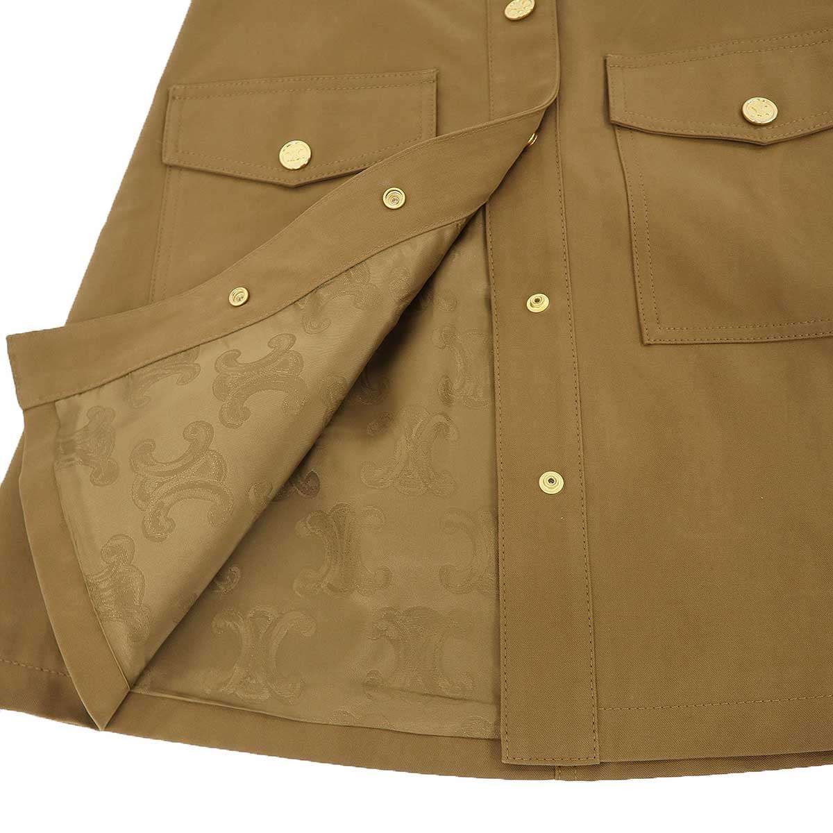 Celine Cotton Twill Short Skirt Brown 34 — view 5