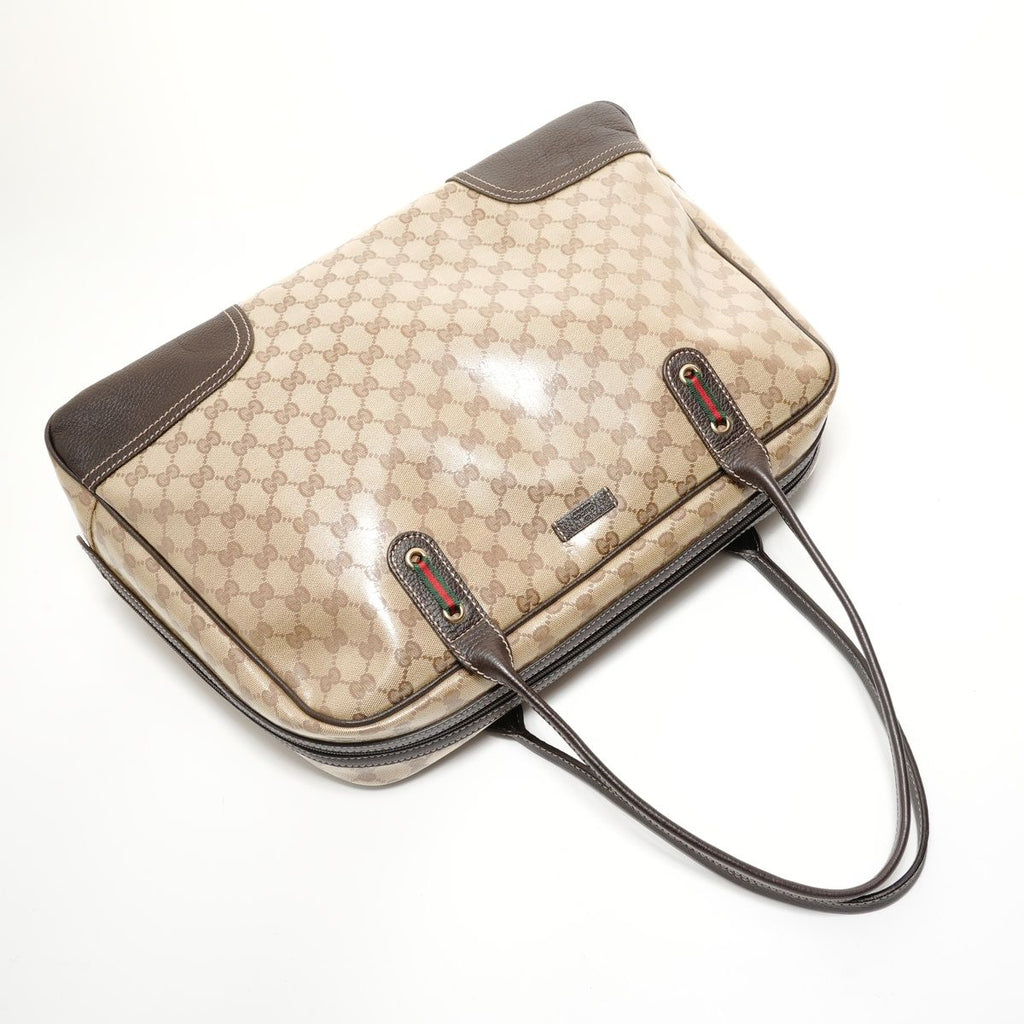 Gucci Boston Bag Sherry Line GG Crystal Gold Canvas — view 8