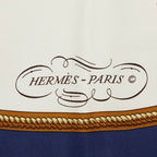 Hermes Carre 90 Reprise Horse Riding Scene Scarf Navy Multicolor — view 5