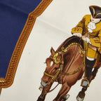 Hermes Carre 90 Reprise Horse Riding Scene Scarf Navy Multicolor — view 3