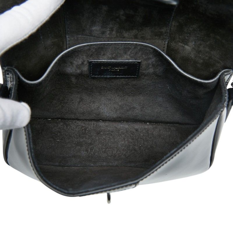 Saint Laurent Charlotte Toy Logo Shoulder Bag Black Patent Leather — view 6