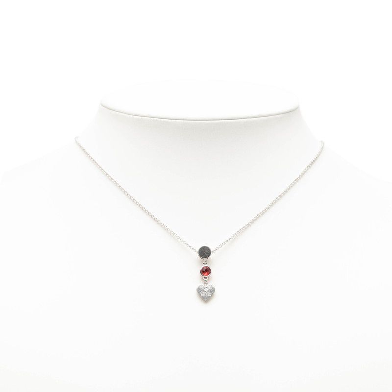 Gucci Trademark Drop Pendant Heart Necklace Silver Red Crystal — view 5