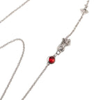 Gucci Trademark Drop Pendant Heart Necklace Silver Red Crystal — view 4