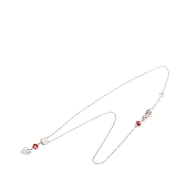 Gucci Trademark Drop Pendant Heart Necklace Silver Red Crystal — view 3