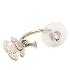 Chanel CC Logo Earrings Silver Pink Metal — view 3