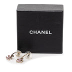 Chanel CC Logo Earrings Silver Pink Metal — view 6