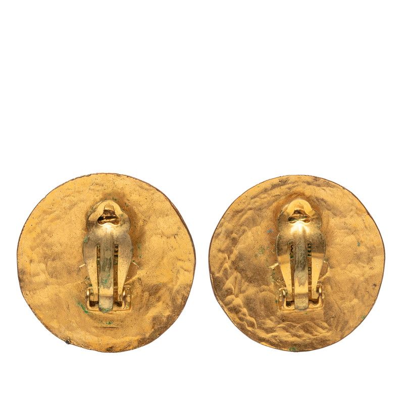 Chanel Vintage CC Logo Circle Earrings Gold Plated — view 2