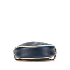 Gucci GG Marmont Mini Chain Shoulder Bag Navy White Leather — view 3