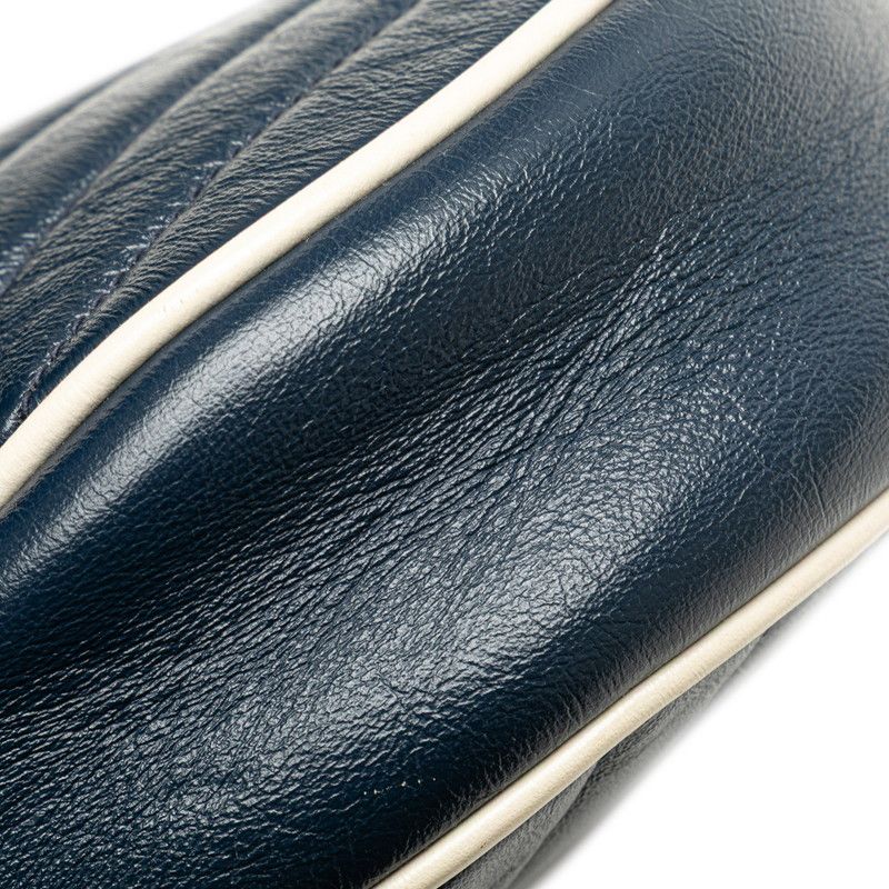 Gucci GG Marmont Mini Chain Shoulder Bag Navy White Leather — view 6