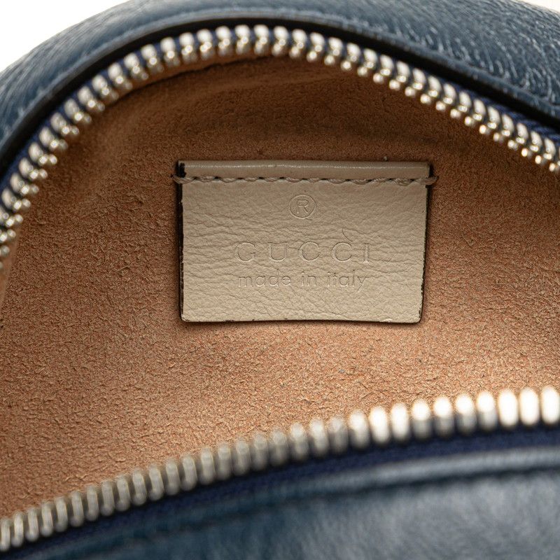 Gucci GG Marmont Mini Chain Shoulder Bag Navy White Leather — view 9