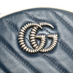 Gucci GG Marmont Mini Chain Shoulder Bag Navy White Leather — view 4