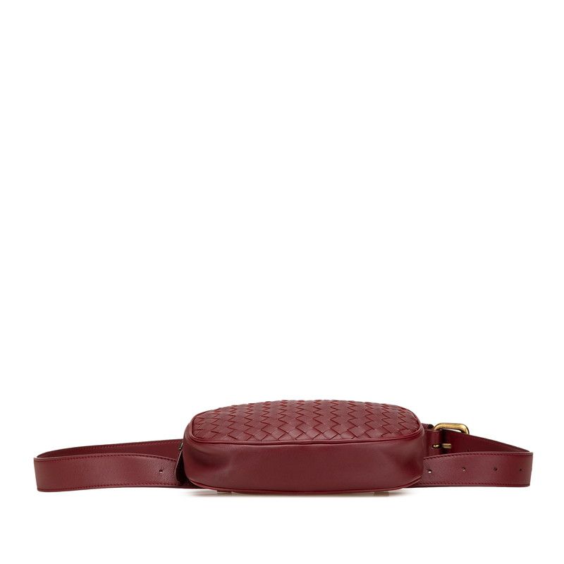 Bottega Veneta Intrecciato Waist Bag Wine Red Gold Leather — view 3