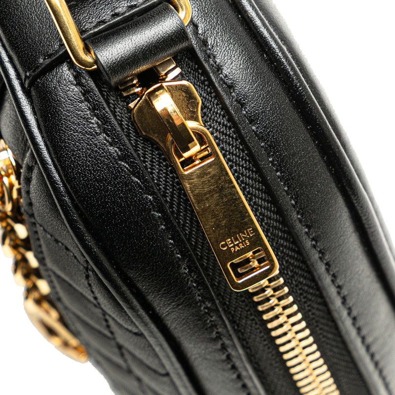 Celine CC Charm Small Crossbody Shoulder Bag Black Leather — view 6