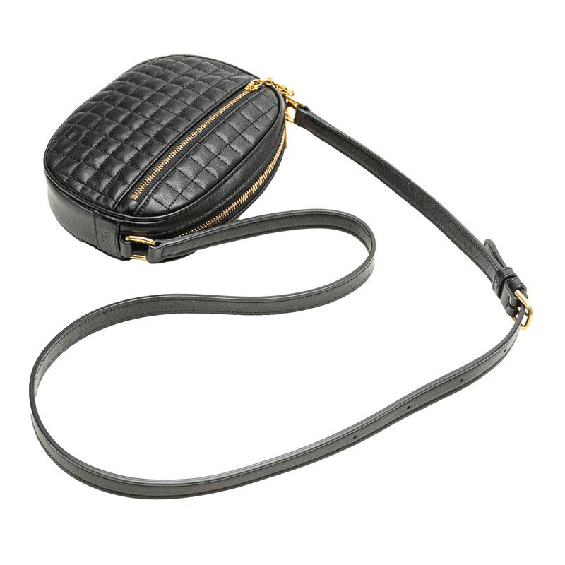 Celine CC Charm Small Crossbody Shoulder Bag Black Leather — view 4