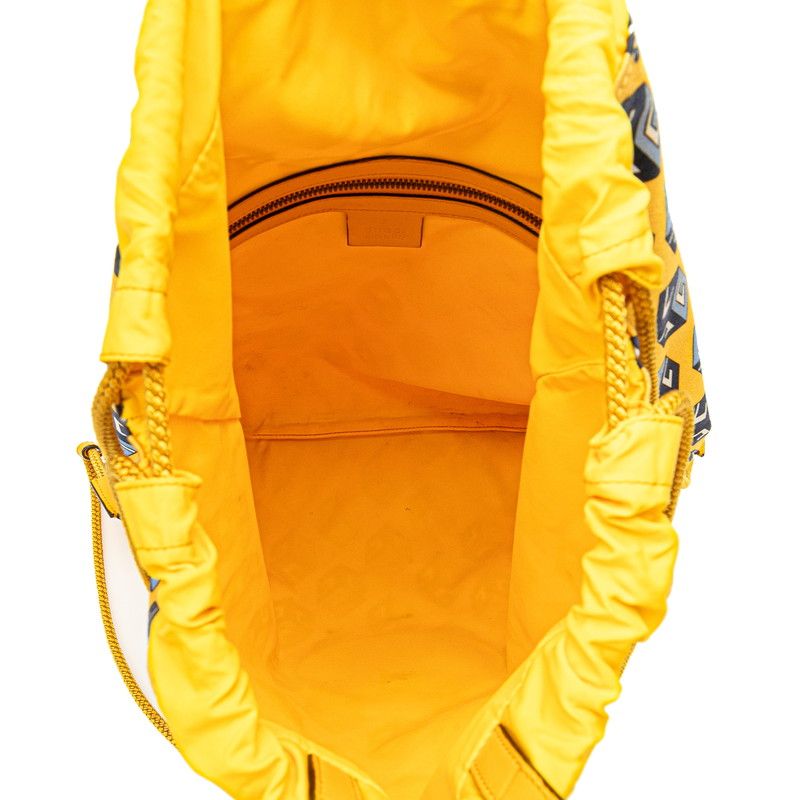 Gucci Toriko Drawstring Cube Backpack Nap Sac Yellow Blue Nylon Leather — view 7