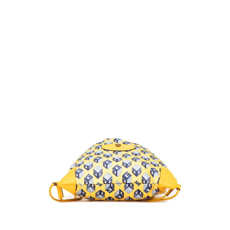 Gucci Toriko Drawstring Cube Backpack Nap Sac Yellow Blue Nylon Leather — view 3